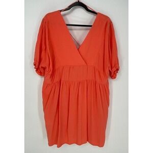 Orange Boho Dress XL Tassel Tie Back Flowy Babydoll Pockets Beachy Flawed Gem